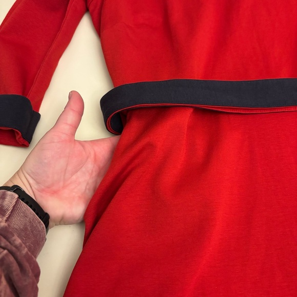 Boden Nerissa Ponte Midi Dress Red Navy size 12 - Picture 13 of 16